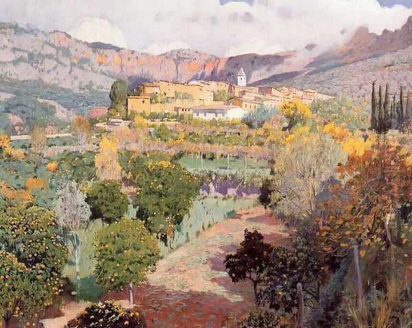 El valle de los naranjos. Biniaraix ( Mallorca ) Oil Painting by Santiago Rusinol i Prats