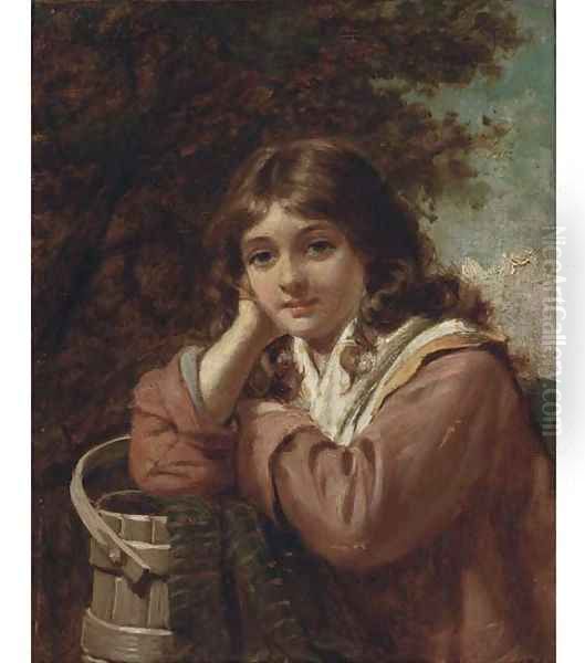 The milkmaid Oil Painting by Edwin Thomas Roberts