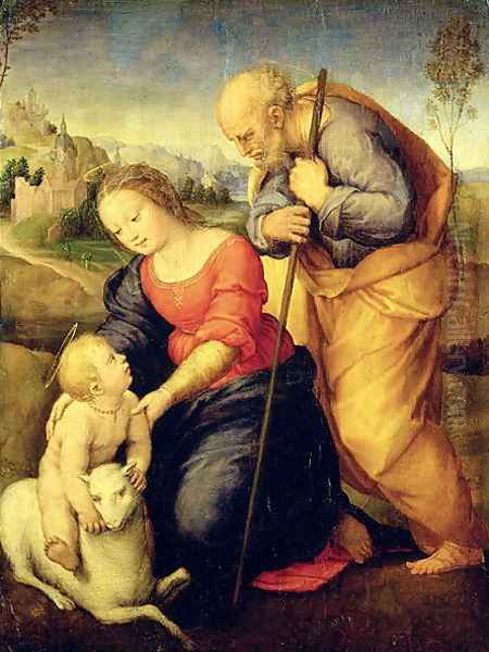 The Holy Family with the Lamb, 1507 Oil Painting by Raphael