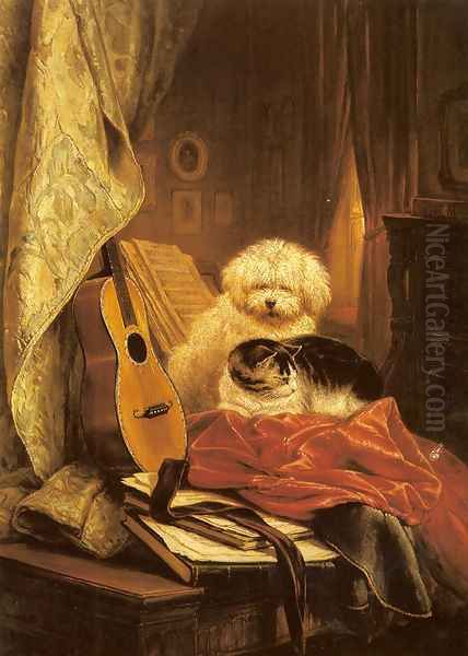 Best Friends Oil Painting by Henriette Ronner-Knip