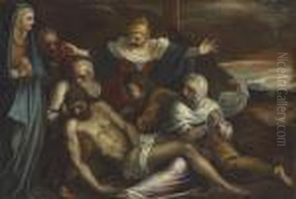 The Deposition Oil Painting by Acopo D'Antonio Negretti (see Palma Giovane)