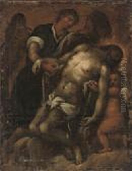 The Lamentation Oil Painting by Acopo D'Antonio Negretti (see Palma Giovane)