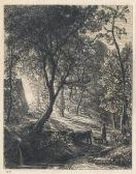 The Herdsman's Cottage Or Sunset (lister 3) Oil Painting by Samuel Palmer
