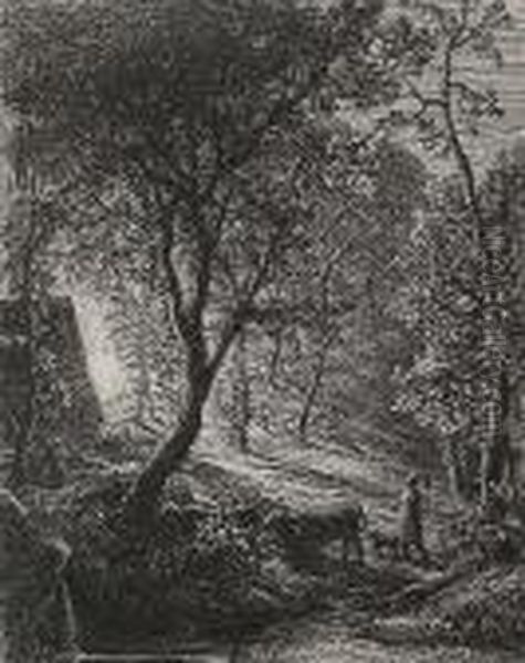 The Herdsmans' Cottage Or Sunset (lister 3) Oil Painting by Samuel Palmer
