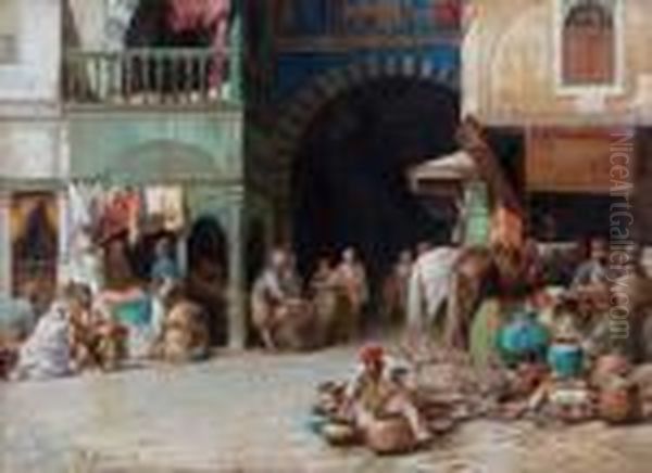 L'entree Du Marche Oil Painting by Alberto Pasini