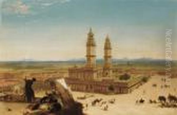 Oriental Landscape With Mosque Oil Painting by Alberto Pasini