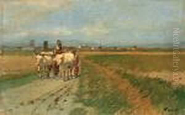 Campo Con Carro E Buoi Oil Painting by Carlo Passigli