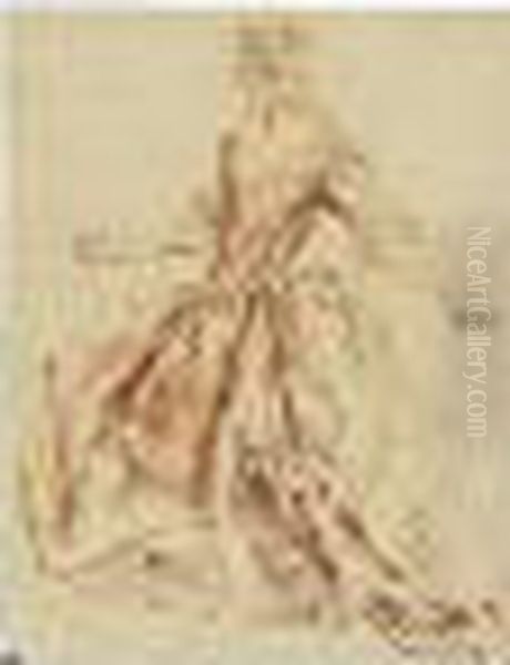 Study Of A Woman Posed As If Dancing Oil Painting by Jean-Baptiste Joseph Pater