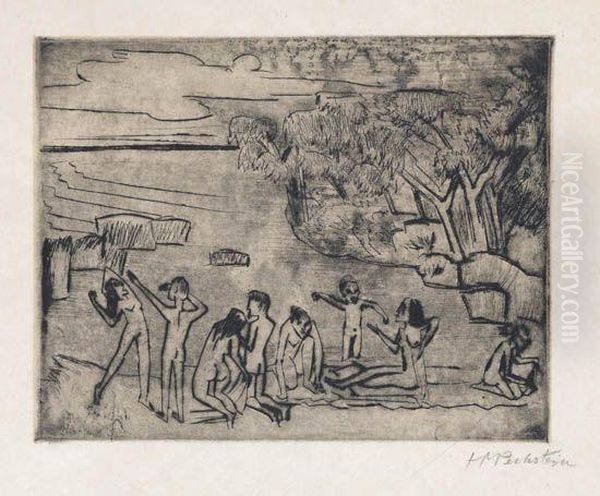 Am Ufer Oil Painting by Hermann Max Pechstein