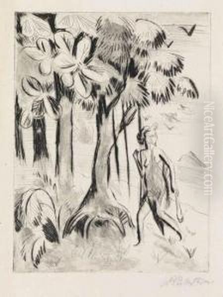 Yali V Oil Painting by Hermann Max Pechstein