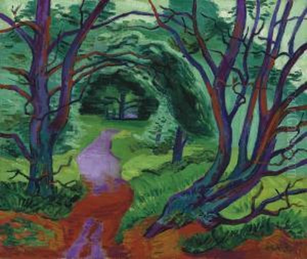 Waldweg Oil Painting by Hermann Max Pechstein