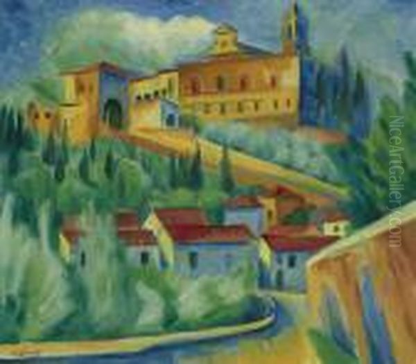 Certosa Bei Florenz (charterhouse Of Florence) Oil Painting by Hermann Max Pechstein