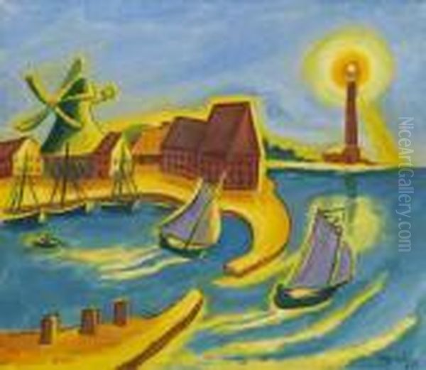 Fischerhafen Auf Fehmarn Oil Painting by Hermann Max Pechstein