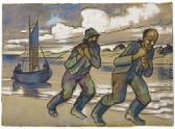 Treidelndefischer Oil Painting by Hermann Max Pechstein