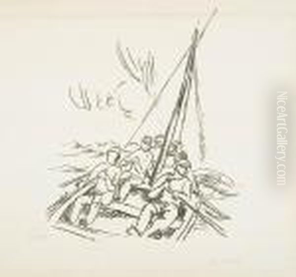 Durch Die Brandung Oil Painting by Hermann Max Pechstein