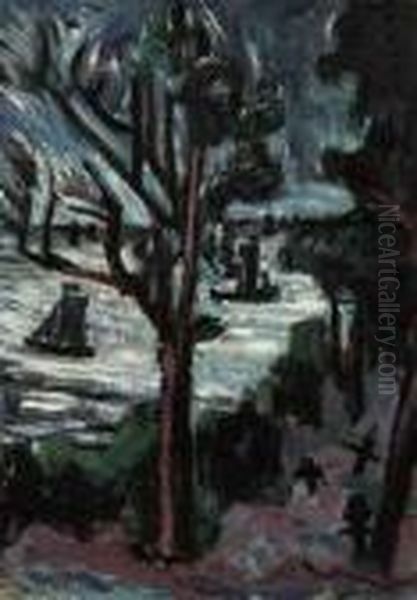 Kiefern Am Haff Oil Painting by Hermann Max Pechstein