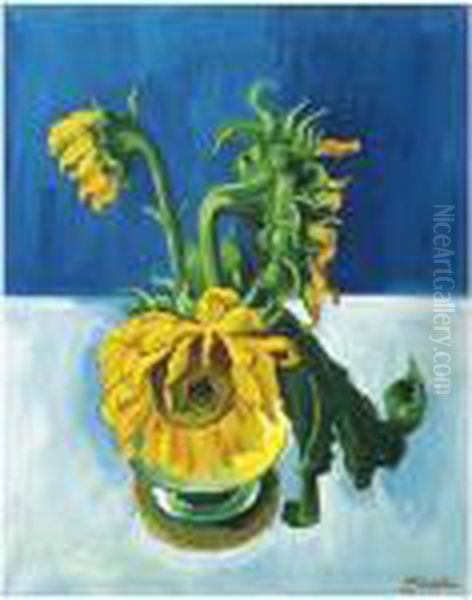 Verwelkende Sonnenblumen (withering Sunflowers) Oil Painting by Hermann Max Pechstein