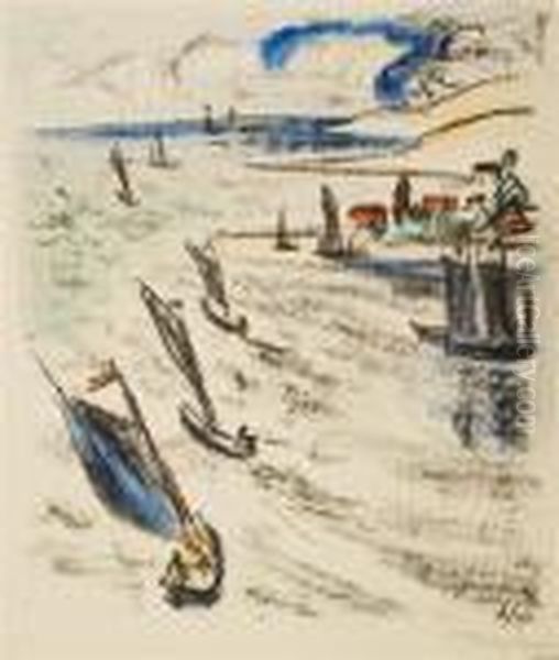 Segelboote Oil Painting by Hermann Max Pechstein