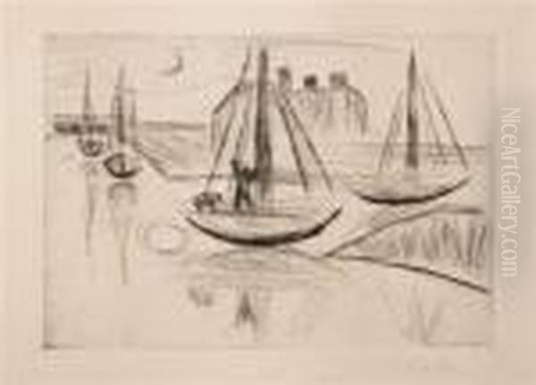 Mondschein Oil Painting by Hermann Max Pechstein