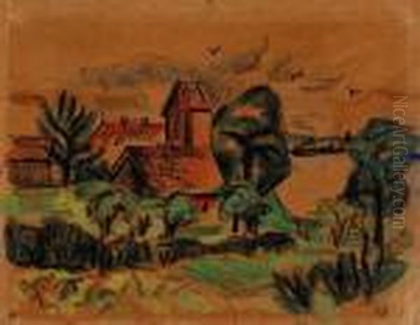 Dorfkirche Oil Painting by Hermann Max Pechstein