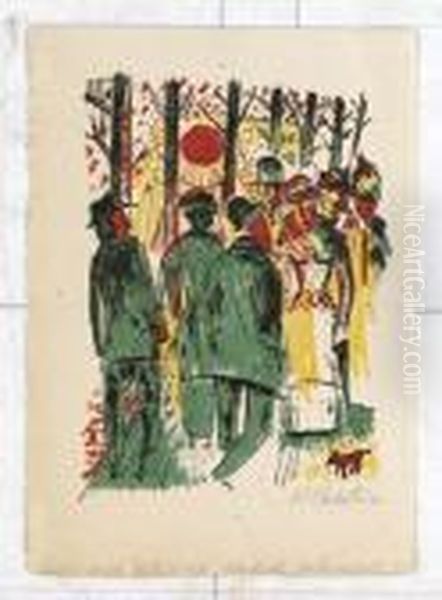 Spaziergang Oil Painting by Hermann Max Pechstein
