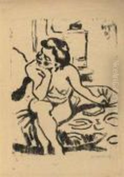 Sitzender Weiblicher Akt Oil Painting by Hermann Max Pechstein