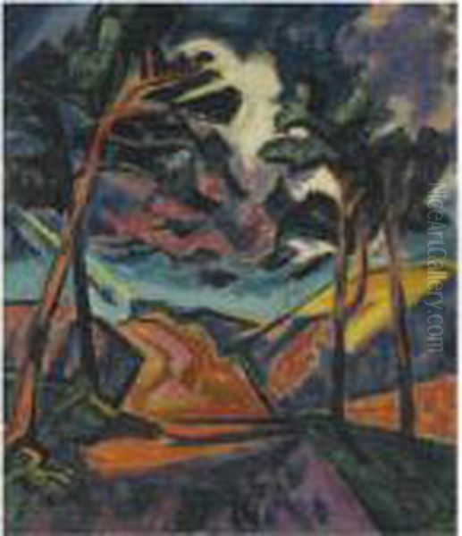 Blitz In Den Dunen Oil Painting by Hermann Max Pechstein