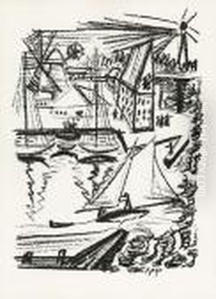 Fischerhafen Oil Painting by Hermann Max Pechstein