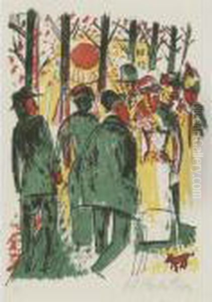 Spaziergang Oil Painting by Hermann Max Pechstein