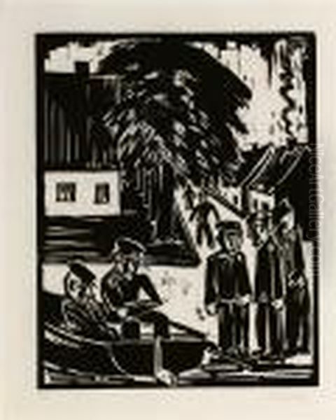 Fischer Am Ufer Oil Painting by Hermann Max Pechstein