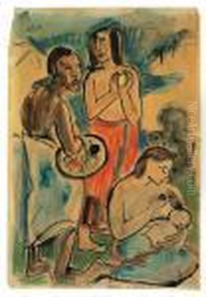 Maternite Ii Oil Painting by Hermann Max Pechstein
