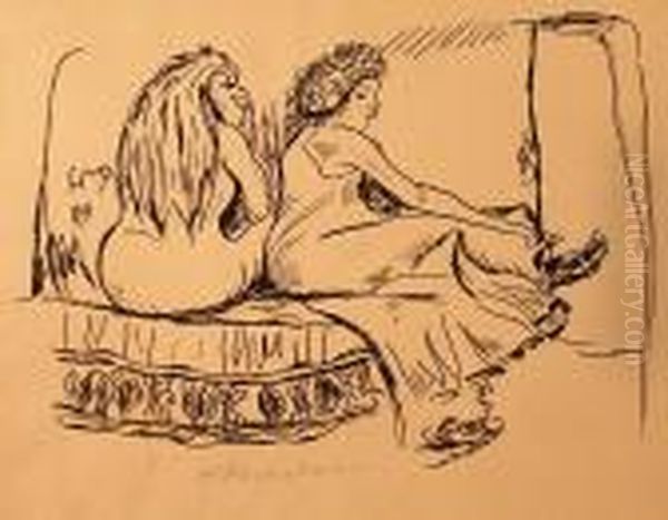 Frauen Im Harem Oil Painting by Hermann Max Pechstein