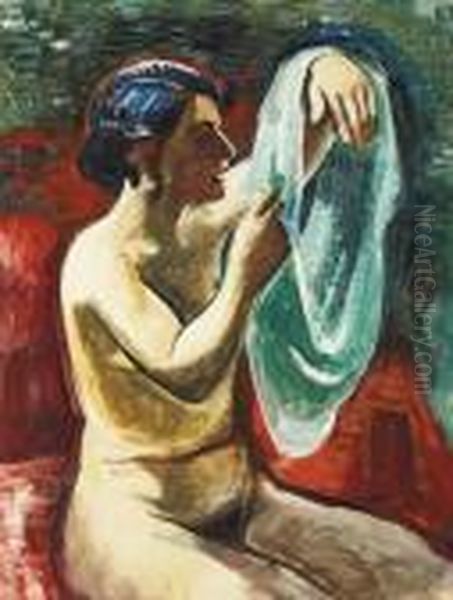 Akt Iii, Martha Sitzend Oil Painting by Hermann Max Pechstein