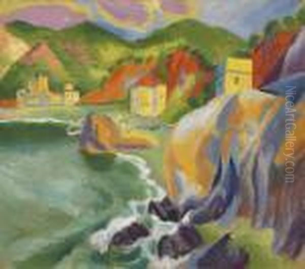 Monte Rosso Al Mare Oil Painting by Hermann Max Pechstein