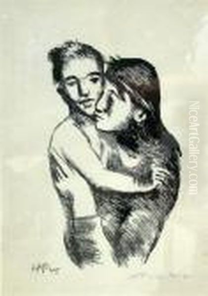Mutter Und Sohn Oil Painting by Hermann Max Pechstein
