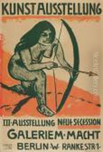 Plakat Fur Die Ausstellung In Der Galerie M. Macht Oil Painting by Hermann Max Pechstein