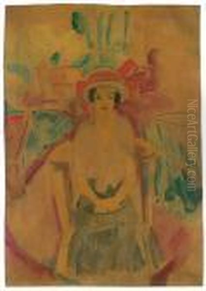 Dame Mit Hut Oil Painting by Hermann Max Pechstein