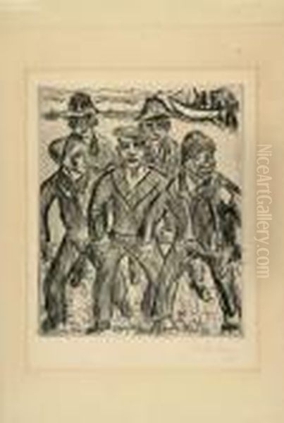 Heimkehrende Fischer Oil Painting by Hermann Max Pechstein