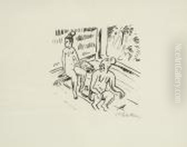Aus Reisebilder (im Haus) Oil Painting by Hermann Max Pechstein