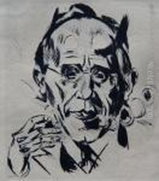 Bildnis Dr. Paul Fechter (rauchend) Oil Painting by Hermann Max Pechstein