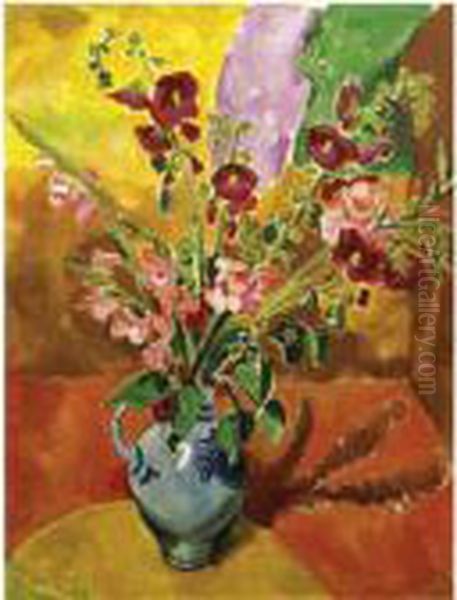 Gladiolen (gladioli) Oil Painting by Hermann Max Pechstein