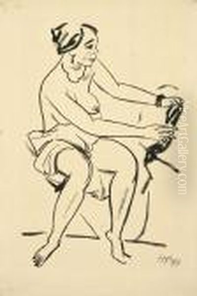 Sitzender Akt Oil Painting by Hermann Max Pechstein