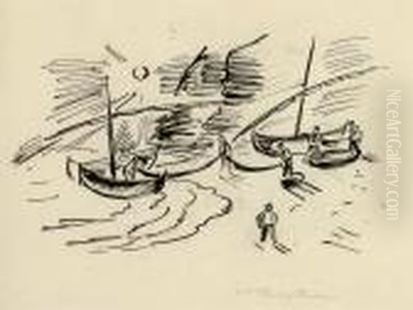 Hafenszene Oil Painting by Hermann Max Pechstein
