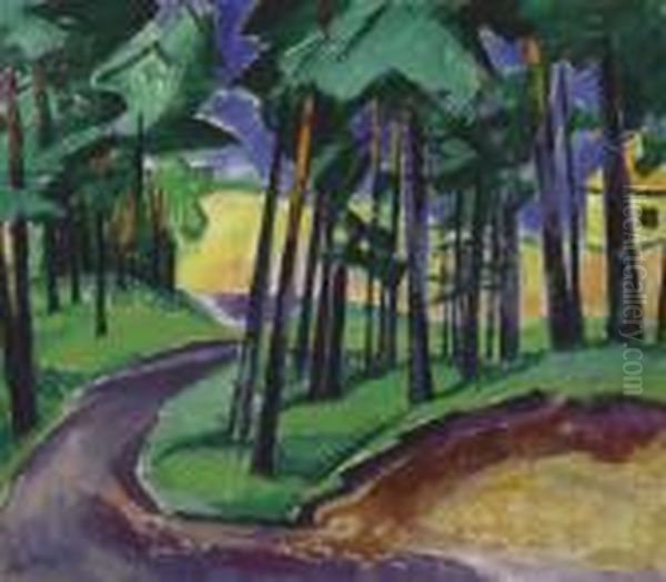 Das Gelbe Haus: Waldausgang Mit Hochsommerdune Oil Painting by Hermann Max Pechstein