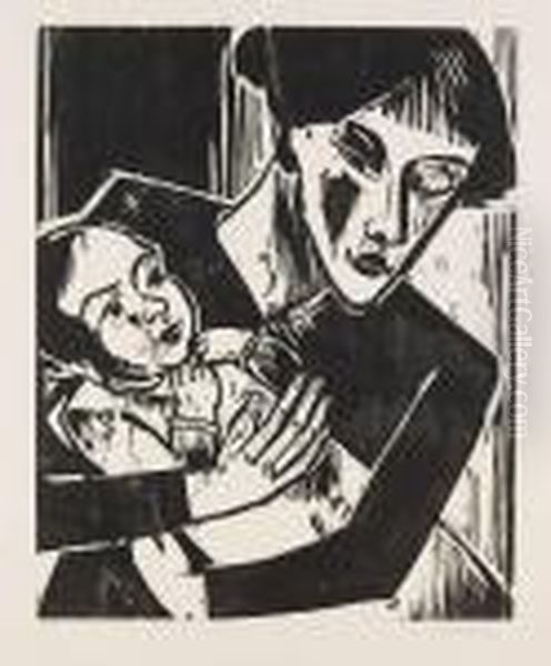 Einaugige Mutter Oil Painting by Hermann Max Pechstein