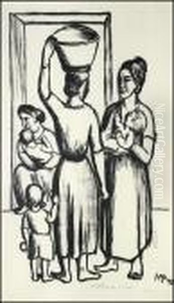 Talienerinnen Mit Kindern Oil Painting by Hermann Max Pechstein
