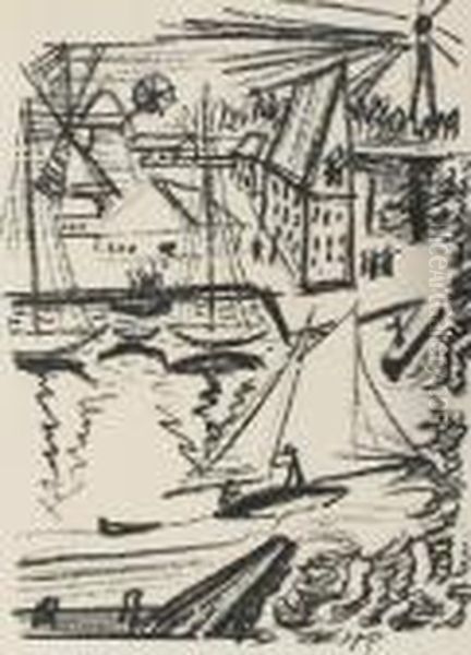 Am Fischerhafen Oil Painting by Hermann Max Pechstein