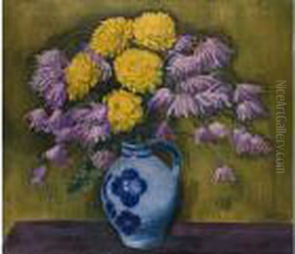 Blumenstilleben Mit Chrysanthemen Oil Painting by Hermann Max Pechstein
