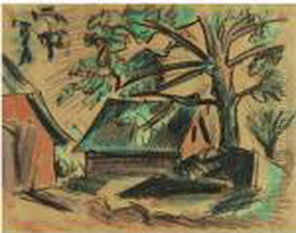 Landschaft Mit Hausern (landscape With Houses) Oil Painting by Hermann Max Pechstein