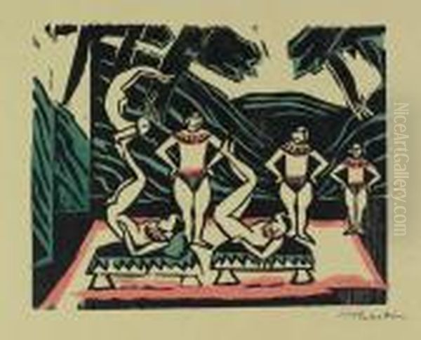 Akrobaten Iii Oil Painting by Hermann Max Pechstein